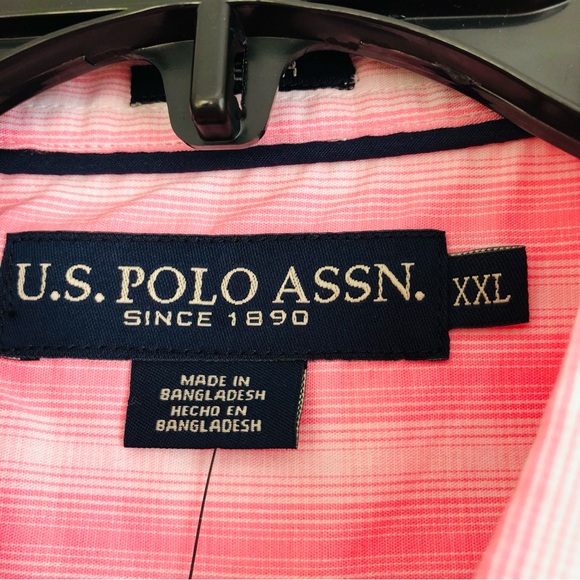 U.S. POLO ASSN MEN'S SHIRT SIZE XXL STRETCH COLLARED NECK BUTTON DOWN STRIPED - Picture 7 of 7